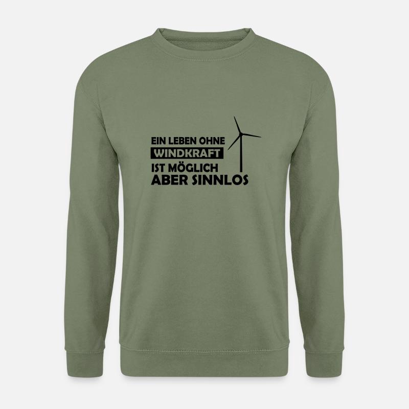 ein leben ohne windkraft - Unisex Pullover - Armeegrün