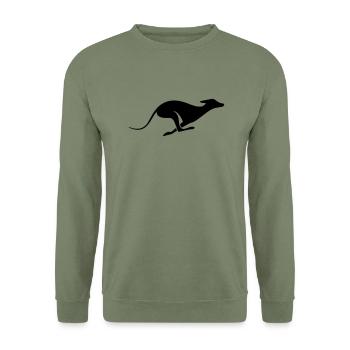 Windhund Silhouette – Lévrier, Greyhound Design - Sweat-shirt Unisexe - vert militaire - Devant - Alina (178cm) & Michal (187cm)