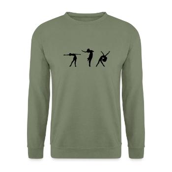 3danseuses - Sweat-shirt Unisexe - vert militaire - Devant - Alina (178cm) & Michal (187cm)