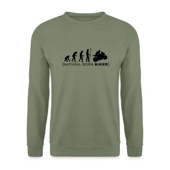 natural born biker - Sweat-shirt Unisexe - vert militaire - Devant - Alina (178cm) & Michal (187cm)