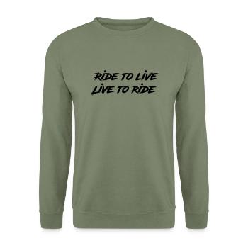 Ride to live - Live to ri - Unisex Pullover - Armeegrün - Vorne - Alina (178cm) & Michal (187cm)