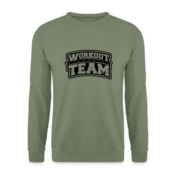 workout_team_dx1 - Sweat-shirt Unisexe - vert militaire - Devant - Alina (178cm) & Michal (187cm)