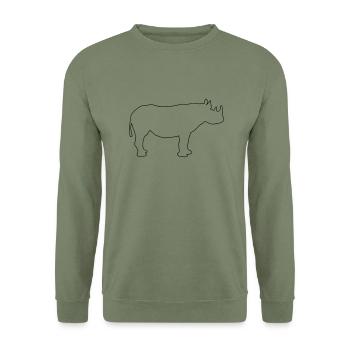 Nashorn - Rhino - Unisex Pullover - Armeegrün - Vorne - Alina (178cm) & Michal (187cm)
