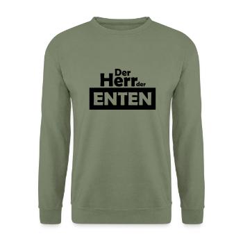 der herr der enten - Unisex Pullover - Armeegrün - Vorne - Alina (178cm) & Michal (187cm)