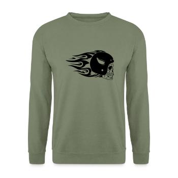 skull_biker - Sweat-shirt Unisexe - vert militaire - Devant - Alina (178cm) & Michal (187cm)