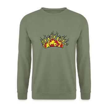 Fire flames crown - Unisex Sweatshirt - army green - Front - Alina (178cm) & Michal (187cm)