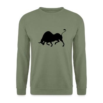 bull - Unisex Sweatshirt - army green - Front - Alina (178cm) & Michal (187cm)