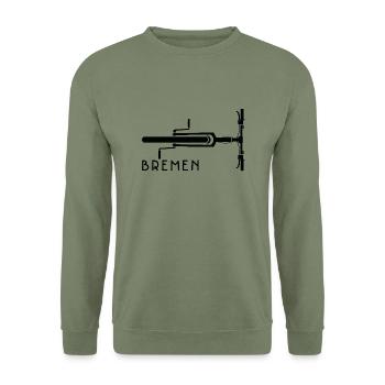 Fahrrad Bremen - Unisex Pullover - Armeegrün - Vorne - Alina (178cm) & Michal (187cm)