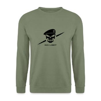 Tete de mort beret - Sweat-shirt Unisexe - vert militaire - Devant - Alina (178cm) & Michal (187cm)