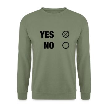 YES NO - Unisex Sweatshirt - army green - Front - Alina (178cm) & Michal (187cm)
