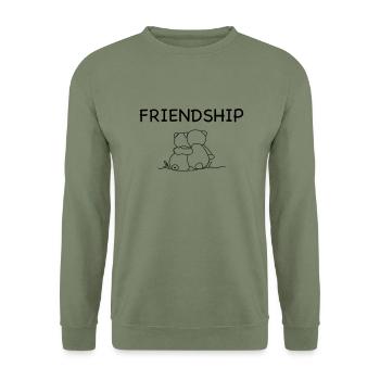 Friendship - Freundschaft - Unisex Pullover - Armeegrün - Vorne - Alina (178cm) & Michal (187cm)