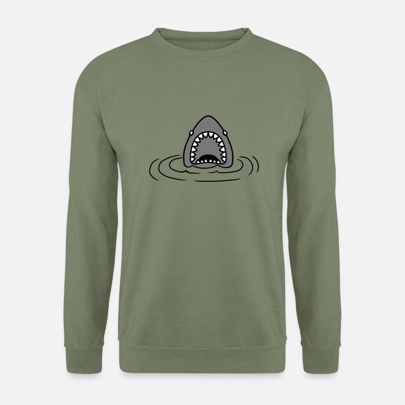 Auftauchender Haifisch Design - Unisex Pullover - Armeegrün