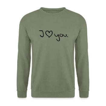 love_you__f1 - Sweat-shirt Unisexe - vert militaire - Devant - Alina (178cm) & Michal (187cm)