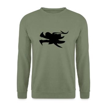 Drachenboot Drachenkopf Kanu 1c - Unisex Pullover - Armeegrün - Vorne - Alina (178cm) & Michal (187cm)