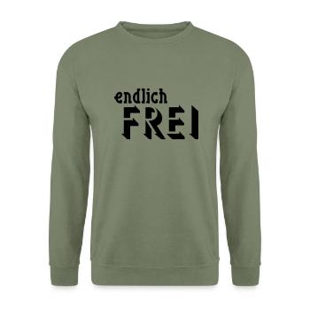 finally FREE - Unisex Sweatshirt - army green - Front - Alina (178cm) & Michal (187cm)