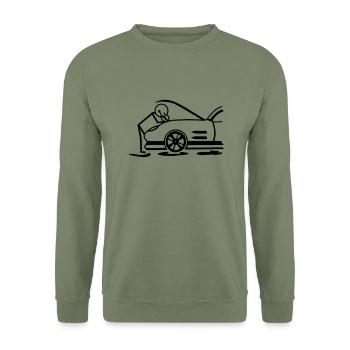 Kfz-Mechaniker - Unisex Pullover - Armeegrün - Vorne - Alina (178cm) & Michal (187cm)