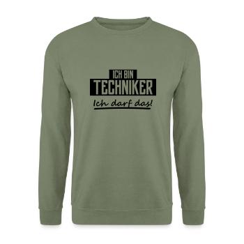 ich bin techniker - Unisex Pullover - Armeegrün - Vorne - Alina (178cm) & Michal (187cm)