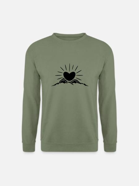 Natur - Berge Herz Sonne - Unisex Pullover - Armeegrün