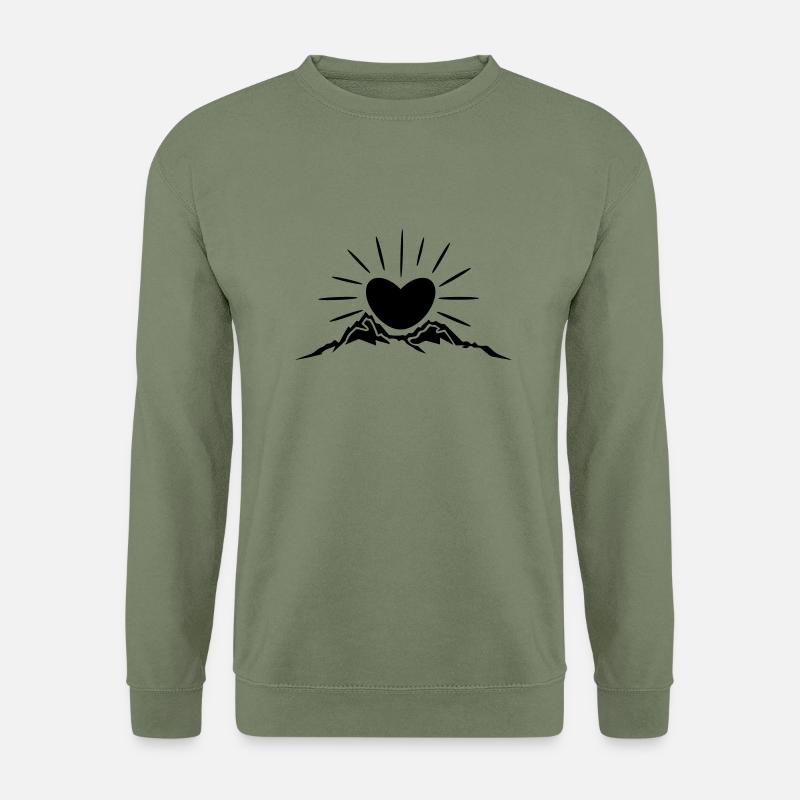 Natur - Berge Herz Sonne - Unisex Pullover - Armeegrün