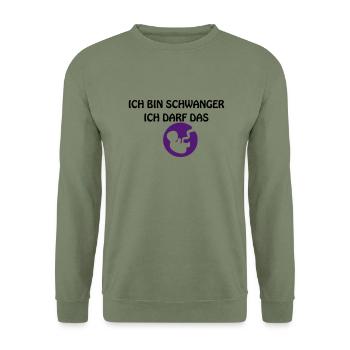 ICH BIN SCHWANGER - Unisex Pullover - Armeegrün - Vorne - Alina (178cm) & Michal (187cm)