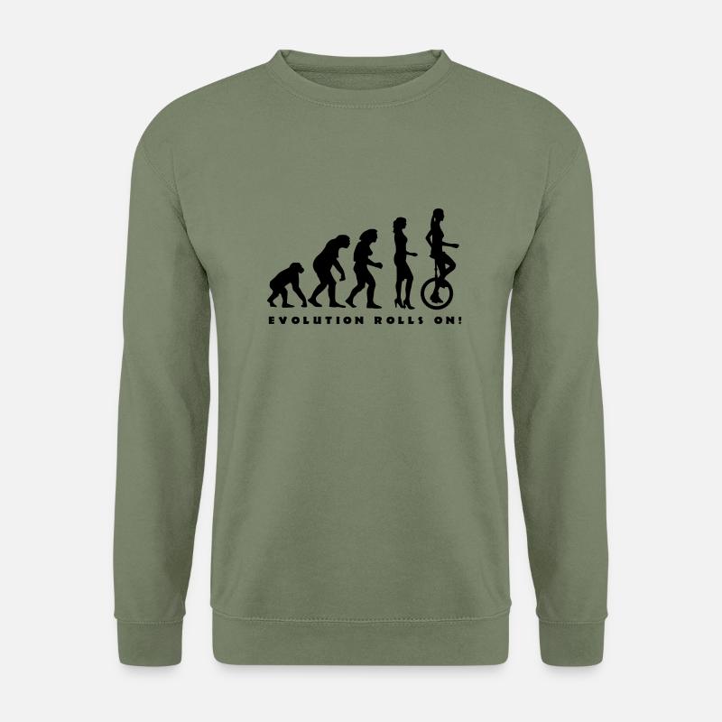 evolution_einradfahrerin_1c_b - Unisex Pullover - Armeegrün