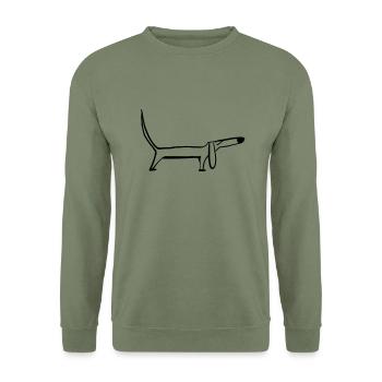 Dackel - Unisex Pullover - Armeegrün - Vorne - Alina (178cm) & Michal (187cm)