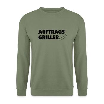 Auftragsgriller - Unisex Pullover - Armeegrün - Vorne - Alina (178cm) & Michal (187cm)