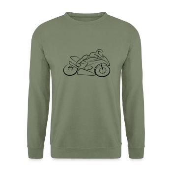 Motorrad Speed - Unisex Pullover - Armeegrün - Vorne - Alina (178cm) & Michal (187cm)