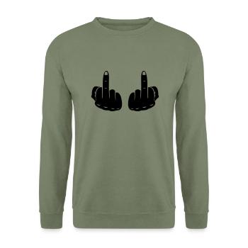 fuck_2 - Unisex Pullover - Armeegrün - Vorne - Alina (178cm) & Michal (187cm)