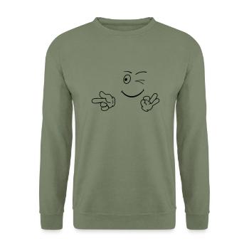smileface_01 - Unisex Pullover - Armeegrün - Vorne - Alina (178cm) & Michal (187cm)