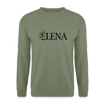 Elena | Nom avec fleur (vectorgraphique) - Sweat-shirt Unisexe - vert militaire - Devant - Alina (178cm) & Michal (187cm)
