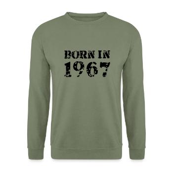 Born in 1967 - Unisex Sweatshirt - army green - Front - Alina (178cm) & Michal (187cm)