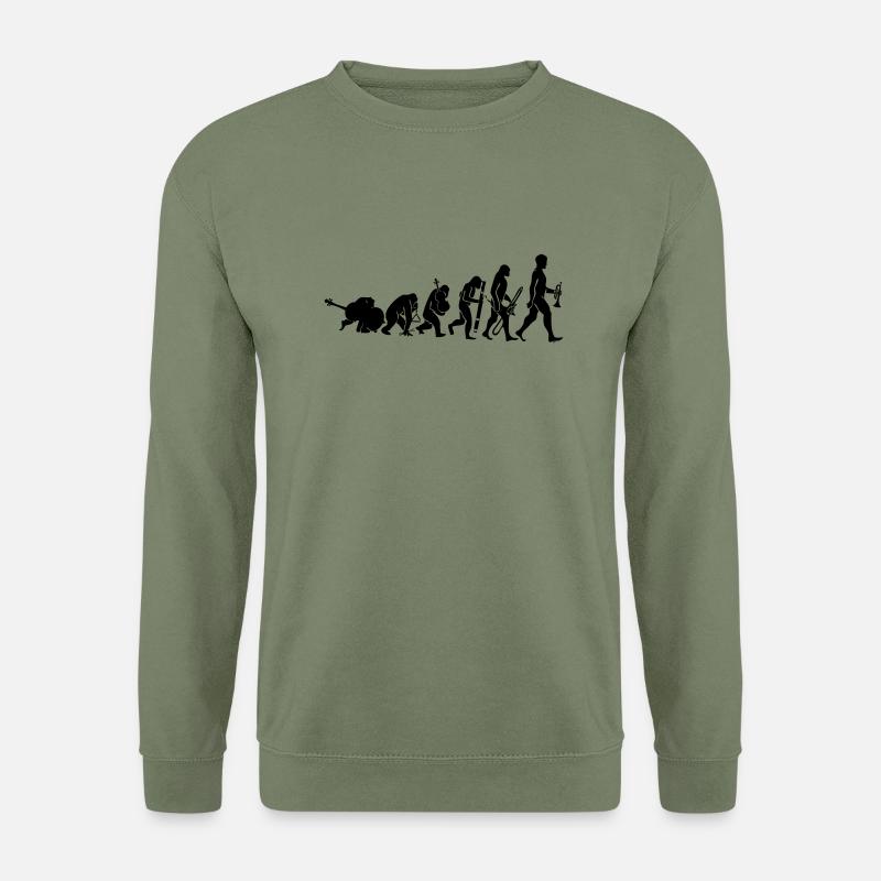 Evolution mit Musik - Unisex Pullover - Armeegrün