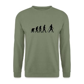 nordic walking evolution - Sweat-shirt Unisexe - vert militaire - Devant - Alina (178cm) & Michal (187cm)