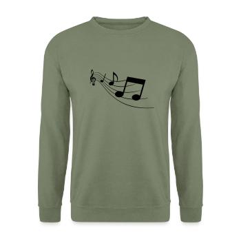 Music Notes - Unisex Pullover - Armeegrün - Vorne - Alina (178cm) & Michal (187cm)