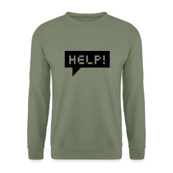 help bubble (b, 1c) - Unisex Pullover - Armeegrün - Vorne - Alina (178cm) & Michal (187cm)