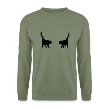 deux chats noirs - Sweat-shirt Unisexe - vert militaire - Devant - Alina (178cm) & Michal (187cm)