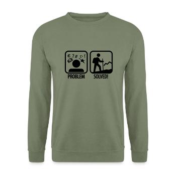 hiking: problem solved - Unisex Pullover - Armeegrün - Vorne - Alina (178cm) & Michal (187cm)