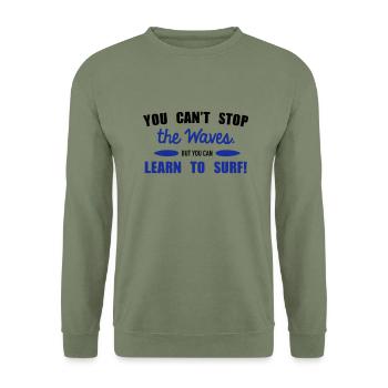Learn to surf - Unisex Sweatshirt - army green - Front - Alina (178cm) & Michal (187cm)