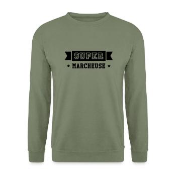 Course à pied / Marche / Marcheur / Running / Run - Sweat-shirt Unisexe - vert militaire - Devant - Alina (178cm) & Michal (187cm)