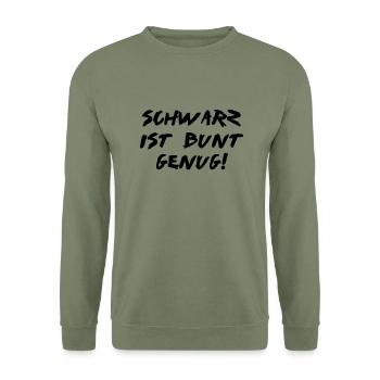 schwarz ist bunt genug - Unisex Pullover - Armeegrün - Vorne - Alina (178cm) & Michal (187cm)