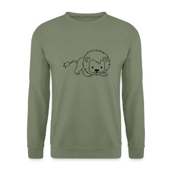 kleiner_loewe_01 - Unisex Pullover - Armeegrün - Vorne - Alina (178cm) & Michal (187cm)