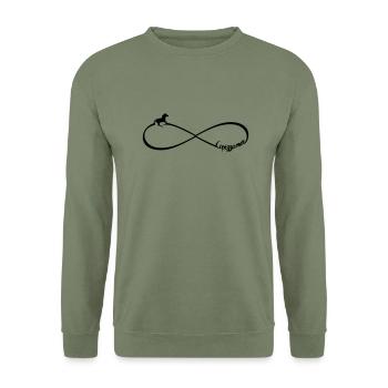 Lipizzaner Pferd Pferdefreude Infinity Unendlich 8 - Unisex Pullover - Armeegrün - Vorne - Alina (178cm) & Michal (187cm)
