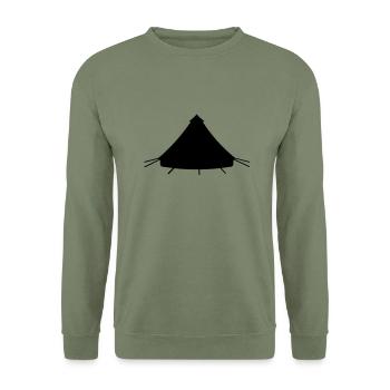 Zelt - Unisex Pullover - Armeegrün - Vorne - Alina (178cm) & Michal (187cm)