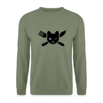 Cuisine Kitty - Sweat-shirt Unisexe - vert militaire - Devant - Alina (178cm) & Michal (187cm)