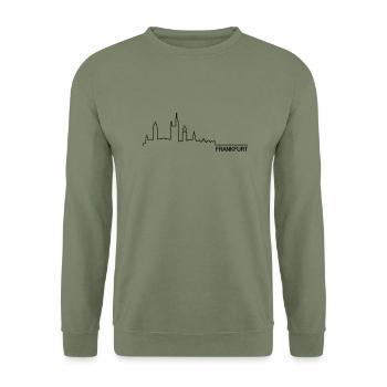 Skyline Frankfurt - Unisex Pullover - Armeegrün - Vorne - Alina (178cm) & Michal (187cm)