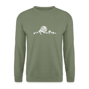 klettern berge huegel bergsteigen bergsteiger plan - Unisex Pullover - Armeegrün - Vorne - Alina (178cm) & Michal (187cm)