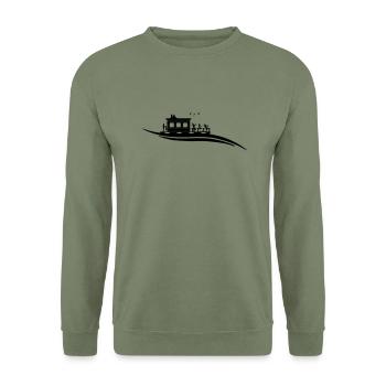 Hausboot Welle - Unisex Pullover - Armeegrün - Vorne - Alina (178cm) & Michal (187cm)