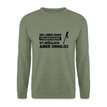 ein leben ohne feuerwerk - Unisex Pullover - Armeegrün - Vorne - Alina (178cm) & Michal (187cm)