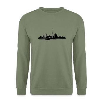 Skyline - Berlin - Unisex Pullover - Armeegrün - Vorne - Alina (178cm) & Michal (187cm)